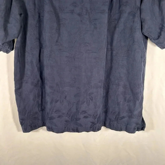 IZOD Golf Shirt Mens Medium Black Floral Silk Linen Blend Button Up - Picture 8 of 9